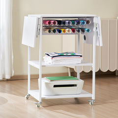 Heat Press Table 3Tier Movable Heat Press Stand Foldable with Wheels White