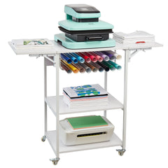 Heat Press Table 3Tier Movable Heat Press Stand Foldable with Wheels White