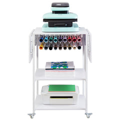 Heat Press Table 3Tier Movable Heat Press Stand Foldable with Wheels White