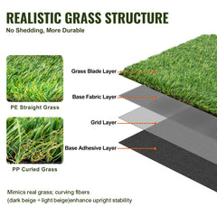 Artifical Grass, 6 x 10 ft Rug Green Turf, 1.38"Fake Door Mat Outdoor Patio Lawn Decoration, Easy to Clean with Drainage Holes, Perfect For Multi-Purpose Home Indoor Entryway Scraper Dog Mats