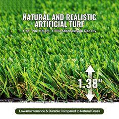 Artifical Grass, 6 x 10 ft Rug Green Turf, 1.38"Fake Door Mat Outdoor Patio Lawn Decoration, Easy to Clean with Drainage Holes, Perfect For Multi-Purpose Home Indoor Entryway Scraper Dog Mats