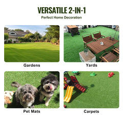 Artifical Grass, 6 x 10 ft Rug Green Turf, 1.38"Fake Door Mat Outdoor Patio Lawn Decoration, Easy to Clean with Drainage Holes, Perfect For Multi-Purpose Home Indoor Entryway Scraper Dog Mats