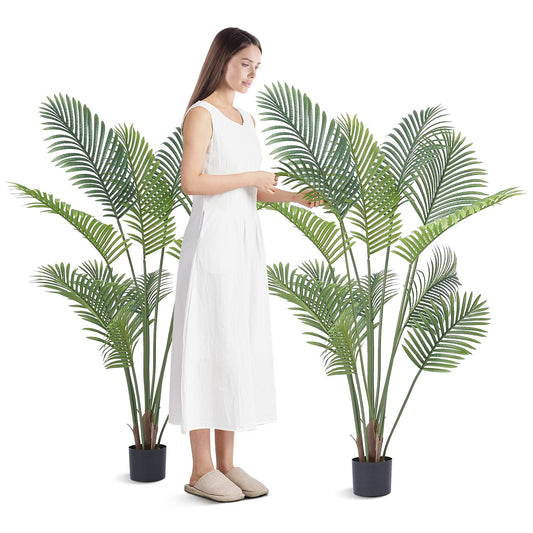 Artificial Palm Tree, 1.5m Tall Faux Plant, Secure PE Material & Anti-Tip Tilt Protection Low-Maintenance Plant, Lifelike Green Fake Tree for Home Office Warehouse Decor Indoor Outdoor