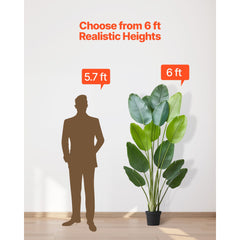 Artificial Bird of Paradise 1829 mm Tall, Fake Tropical Plants with with 13 Trunks & White Pot, Faux Floor Silk Tree, Large Trees for Home Office Living Room Decor House Warming, Indoor Outdoor