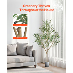 150cm Artificial Olive Tree with Black Pot, Tall Fake Tree with Natural Wood Trunk & Realistic Green Leaves and Fruits, Indoor Faux Plant for Home, Office, Living Room, Corner Decor