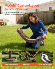 Fake Stone Landscape Edging1190 x 100 x 155mm Lawn Edging Fade-Resistant Brown