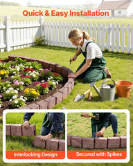 Fake Stone Landscape Edging1190 x 100 x 155mm Lawn Edging Fade-Resistant Brown