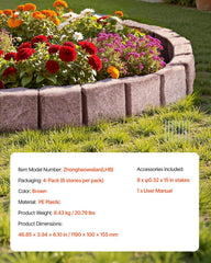 Fake Stone Landscape Edging1190 x 100 x 155mm Lawn Edging Fade-Resistant Brown