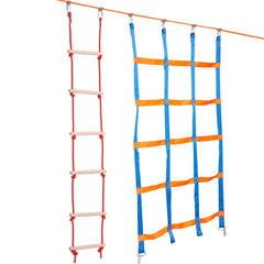 Ninja Warrior Obstacle Course for Kids, 15.24 m Weatherproof Slacklines, 500lbs Weight Capacity Monkey Line, Outdoor Playset Equipment, Backyard Toys Training Equipment Set with 10 Obstacles