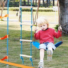 Ninja Warrior Obstacle Course for Kids, 2 x 17m Weatherproof Slacklines, 227kg Weight Capacity Monkey Line, Outdoor Playset Equipment, Backyard Toys Training Equipment Set with 12 Obstacles