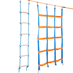 Ninja Warrior Obstacle Course for Kids, 2 x 17m Weatherproof Slacklines, 227kg Weight Capacity Monkey Line, Outdoor Playset Equipment, Backyard Toys Training Equipment Set with 12 Obstacles