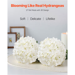 Artificial Flowers, 105 pcs Real Looking White Silk Fake Hydrangea Bulk, White Faux Bridal Shower with Stems for DIY Wedding Bouquets, Home Centerpieces Arrangements, Party Tables Decorations