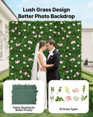 Artificial Luxury Flower Wall Backdrop, 2 PCS, Each Panel 61 x 243.8 cm, Gorgeous 3D Silk Floral Backdrop Pet Friendly, Easy Installation Flower Wall Panel for Wedding, Event, Party, Home Decor