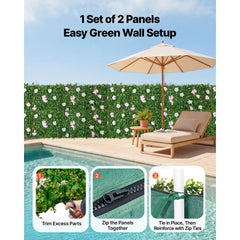 Artificial Luxury Flower Wall Backdrop, 2 PCS, Each Panel 61 x 243.8 cm, Gorgeous 3D Silk Floral Backdrop Pet Friendly, Easy Installation Flower Wall Panel for Wedding, Event, Party, Home Decor