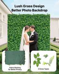 Artificial Plant Wall, 4 PCS 61 x 243.8 cm Artificial Boxwood Panels, Sun Protection Greenery Backdrop Privacy Hedge Fence, Fake Grass Screen for Wedding, Indoor, Outdoor Garden, Backyard