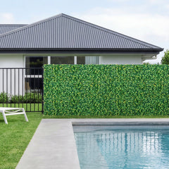 Artificial Plant Wall, 4 PCS 61 x 243.8 cm Artificial Boxwood Panels, Sun Protection Greenery Backdrop Privacy Hedge Fence, Fake Grass Screen for Wedding, Indoor, Outdoor Garden, Backyard