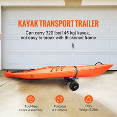 Adjustable Kayak Cart Canoe Boat Carrier 320lbs Load with 10'' Solid Tires