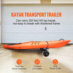 Adjustable Kayak Cart Canoe Boat Carrier 320lbs Load with 10'' Solid Tires