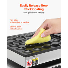 50PCS Mini Dutch Pancake Maker, Non-stick Stainless Steel Dorayaki Baker, 1800W Commercial Electric Poffertjes Grill Pan, Dual Temp & Time Control, for Kitchen Restaurant Breakfast Dessert