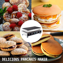 50PCS Mini Dutch Pancake Maker, Non-stick Stainless Steel Dorayaki Baker, 1800W Commercial Electric Poffertjes Grill Pan, Dual Temp & Time Control, for Kitchen Restaurant Breakfast Dessert