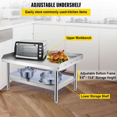 Stainless Steel Equipment Grill Stand, 122 x 76 x 61cm Stainless Table, Grill Stand Table with Adjustable Storage Undershelf, Equipment Stand Grill Table for Hotel, Home, Restaurant Kitchen