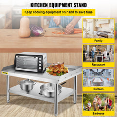 Stainless Steel Equipment Grill Stand, 122 x 76 x 61cm Stainless Table, Grill Stand Table with Adjustable Storage Undershelf, Equipment Stand Grill Table for Hotel, Home, Restaurant Kitchen