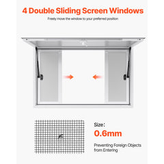 Concession Window 1346x838 mm, Aluminum Alloy Service Window for Food Truck, Up to 85 Degrees Stand Serving Window with 4 Sliding Windows, Awning Door, and Drag Hook, for Concession Trailers