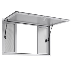 Concession Window 1346x838 mm, Aluminum Alloy Service Window for Food Truck, Up to 85 Degrees Stand Serving Window with 4 Sliding Windows, Awning Door, and Drag Hook, for Concession Trailers