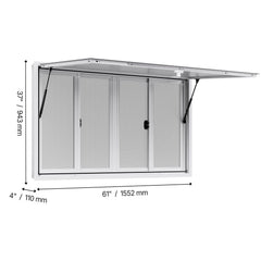 Concession Window 1524x915 mm, Aluminum Alloy Service Window for Food Truck, Up to 85 Degrees Stand Serving Window with 4 Sliding Windows, Awning Door, and Drag Hook, for Concession Trailers