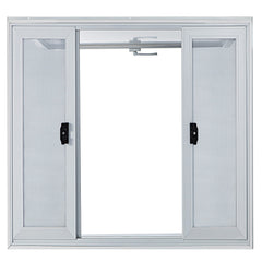 Concession Window, 91.4 x 91.4 cm Aluminum Alloy Food Truck Service Window with 4 Horizontal Sliding Screen Windows & Awning Door & Drag Hook, Serving Window for Food Trucks Concession Trailers