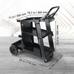 Welding Cart, 3-Tier Welder Cart Heavy Duty with 400 Lbs Weight Capacity, 360° Swivel Wheels, Tank Storage Safety Chains, Rolling MIG Welder Cart for TIG, ARC, MMA, Plasma Cutter Welding Machine