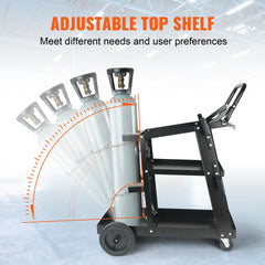 Welding Cart, 3-Tier Welder Cart Heavy Duty with 400 Lbs Weight Capacity, 360° Swivel Wheels, Tank Storage Safety Chains, Rolling MIG Welder Cart for TIG, ARC, MMA, Plasma Cutter Welding Machine