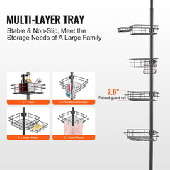42" to 114" High Shower Corner Caddy Tension Pole Rust-Proof Tension Pole