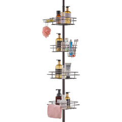 42" to 114" High Shower Corner Caddy Tension Pole Rust-Proof Tension Pole