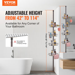 42" to 114" High Shower Corner Caddy Tension Pole Rust-Proof Tension Pole