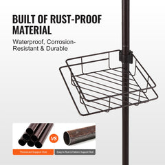 42" to 114" High Shower Corner Caddy Tension Pole Rust-Proof Tension Pole