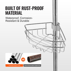 39" to 125" High Shower Corner Caddy Tension Pole Rust-Proof Tension Pole