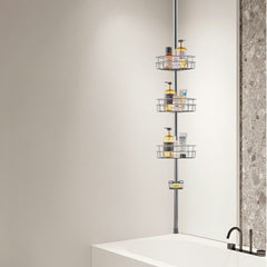 39" to 125" High Shower Corner Caddy Tension Pole Rust-Proof Tension Pole