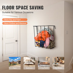 Livestock Hay Feeder 24 Gallons Wall Mounted Goat Hay Rack for Horses