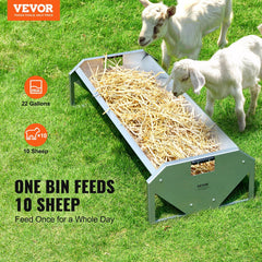 Livestock Feeding Trough, 22 Gallon Capacity, 45" Hay Feeder, Heavy Duty Steel Livestock Trough, Galvanized Steel Sheep Feeder Trough Feeding up to 10 Goats for Horse Sheep Hog Farm Sheds Pen