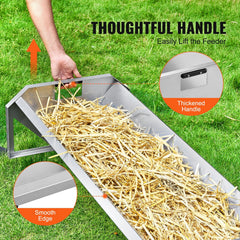 Livestock Feeding Trough, 22 Gallon Capacity, 45" Hay Feeder, Heavy Duty Steel Livestock Trough, Galvanized Steel Sheep Feeder Trough Feeding up to 10 Goats for Horse Sheep Hog Farm Sheds Pen
