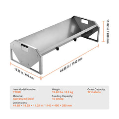 Livestock Feeding Trough, 22 Gallon Capacity, 45" Hay Feeder, Heavy Duty Steel Livestock Trough, Galvanized Steel Sheep Feeder Trough Feeding up to 10 Goats for Horse Sheep Hog Farm Sheds Pen