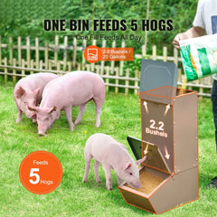 Hog Feeder 2.2 Bushel Metal Double Door Pig Feeder Feeding up to 5 Hogs