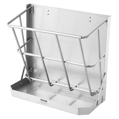 Goat Hay Feeder, 21 Gallons Large Capacity, 2 in 1 Hay and Grain Feeder, Wall Mounted Livestock Feeder with Feed Tray, Multiple Sided Goat Hay Rack, Sturdy Steel Hay Rack for Sheep Horses