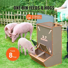 Hog Feeder 3.7 Bushel Metal Double Door Pig Feeder Feeding up to 8 Hogs
