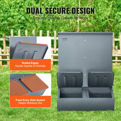 Hog Feeder 3.7 Bushel Metal Double Door Pig Feeder Feeding up to 8 Hogs