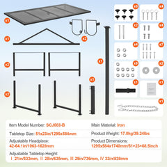 Goat & Sheep Stand, 51x23 inch Livestock Stand, Metal Livestock Milking and Shearing Stand 21" to 33" Adjustable Height, with Headpiece and Nose Loop, 500lbs Loading Weight, Black