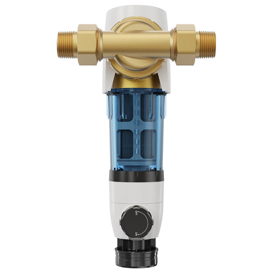 Spin Down Filter, 40 Micron Whole House Sediment Filter for Well Water, 3/4" G-M + 1" G-M, 4 T/H High Flow Rate, for Whole House Water Filtration Systems, Well Water Sediment Filter