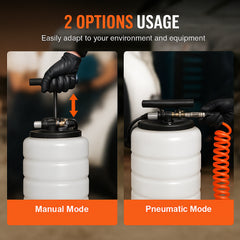 Fluid Extractor, 15 Liters Capacity, Pneumatic/Manual Oil Changer Vacuum Fluid Extractor with Dipstick and Liquid Suction Hose, Oil Extractor Change Pump for Automotive Fluids Vacuum Evacuation