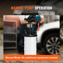 Fluid Extractor, 6.5 Liters Capacity, Manual Hand-Operated Oil Changer Vacuum Fluid Extractor with Dipstick and Suction Hose, Oil Extractor Change Pump for Automotive Fluids Vacuum Evacuation